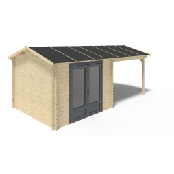 Casetta da giardino in legno - 17.4m2 - 5.79x3m - 28mm - colore: naturale