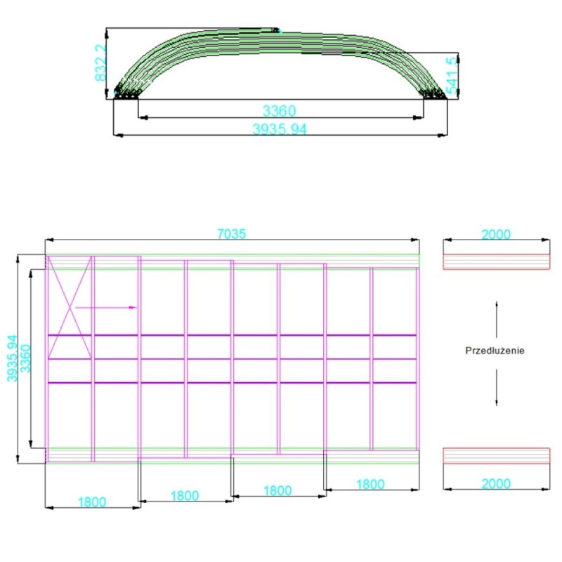 Copertura telescopica per piscina Horizon - 7.03x3.36 m - Policarbonato alveolare da 8 mm - per la piscina BAS7307