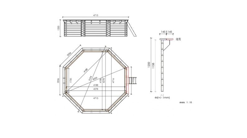 Piscina in legno Verona 4.72 x 4.72 - H.1.2 m, azzurro chiaro, autoportanti - senza cementazione