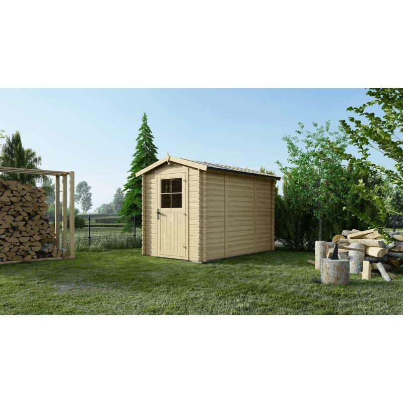 Casetta da giardino in legno - 5.7m2 - 1.9x3m - 28mm - colore: naturale