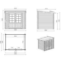 Casetta da giardino in legno - 5m2 - 2.5x2m - impregnata - 28mm - colore: verde