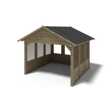 Gazebo da giardino in legno pergola 4.04x4.04 m con pannelli - Impregnata