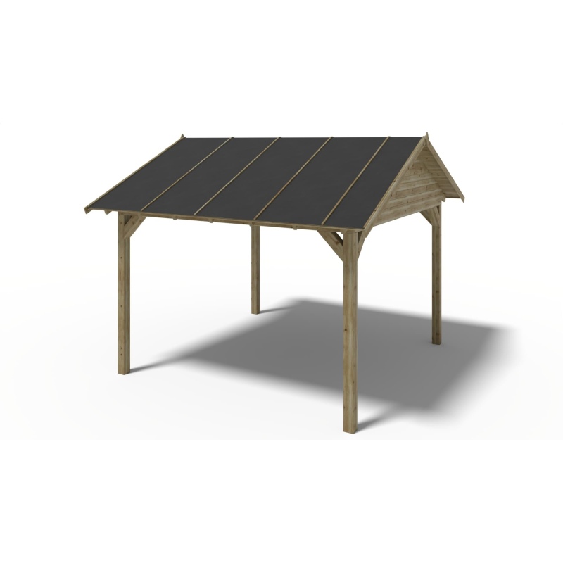 Gazebo da giardino in legno pergola 4.04x4.04 m con pannelli - Impregnata