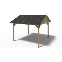 Gazebo da giardino in legno pergola 4.04x4.04 m con pannelli - Impregnata