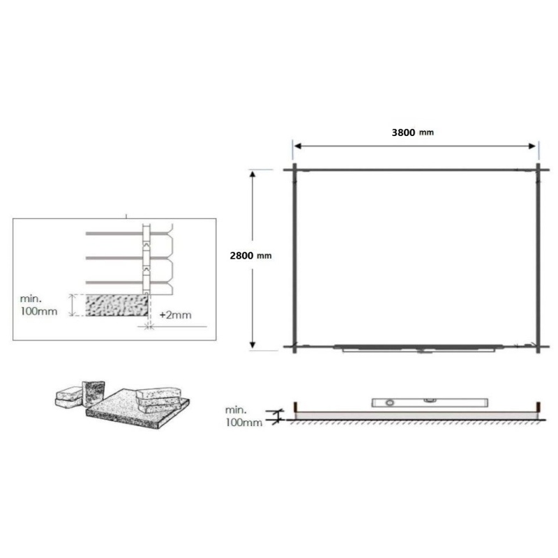 Casetta da giardino in legno - 12m2 - 4x3m - impregnata - 40mm - colore: 