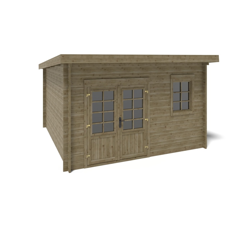 Casetta da giardino in legno - 12m2 - 4x3m - impregnata - 40mm - colore: verde