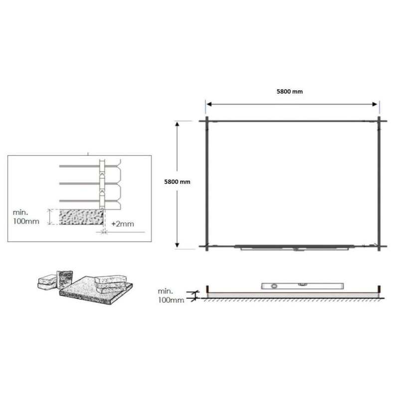 Casetta da giardino in legno - 36m2 - 6x6m - 40mm - colore: 