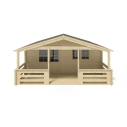 Casetta da giardino in legno con veranda e tettoia - 48m2 - 6x6m - 40mm - colore: 