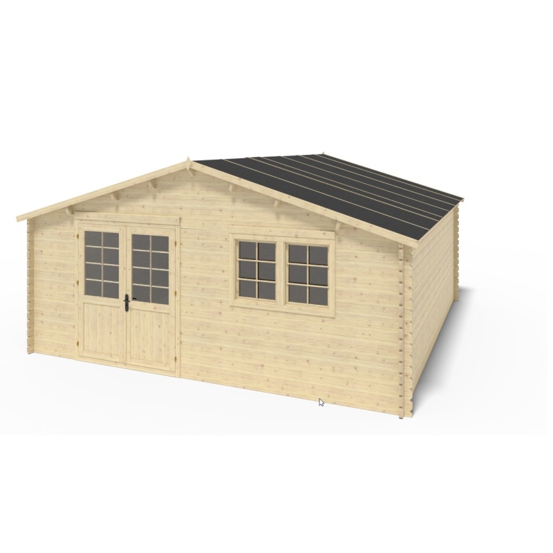 Casetta da giardino in legno con veranda e tettoia - 48m2 - 6x6m - 40mm - colore: 