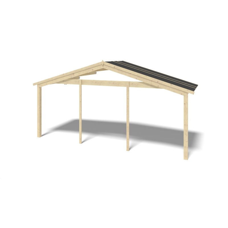Casetta da giardino in legno con veranda e tettoia - 48m2 - 6x6m - 40mm - colore: 