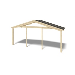 Casetta da giardino in legno con veranda e tettoia - 48m2 - 6x6m - 40mm - colore: 