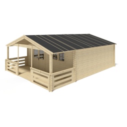 Casetta da giardino in legno con veranda e tettoia - 48m2 - 6x6m - 40mm - colore: 
