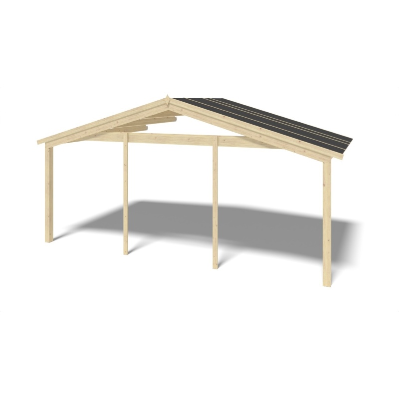 Casetta da giardino in legno con veranda e tettoia - 54m2 - 6x6m - 40mm - colore: 