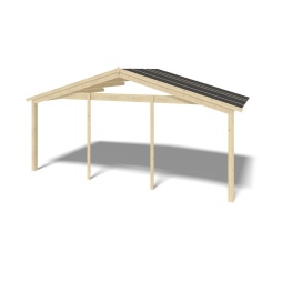 Casetta da giardino in legno con veranda e tettoia - 54m2 - 6x6m - 40mm - colore: naturale
