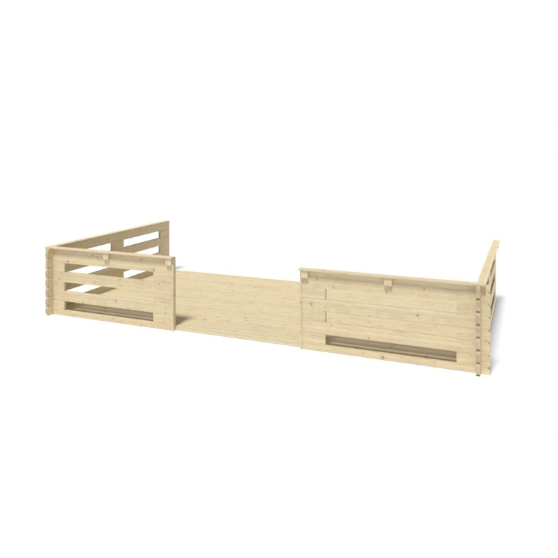 Casetta da giardino in legno con veranda e tettoia - 54m2 - 6x6m - 40mm - colore: 