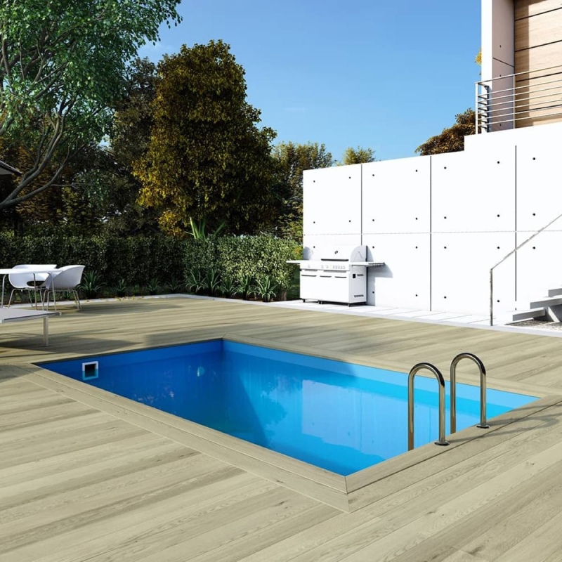 Piscina in legno AQUA 4.65 x 2.85 - H.1.24 m, azzurro chiaro, con supporti da cementare