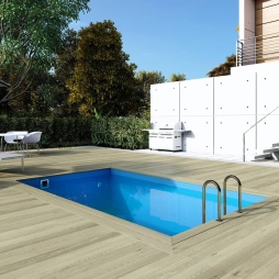 Piscina in legno AQUA 4.65 x 2.85 - H.1.24 m, azzurro chiaro, con supporti da cementare