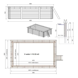 Piscina in legno AQUA 4.65 x 2.85 - H.1.24 m, azzurro chiaro, con supporti da cementare