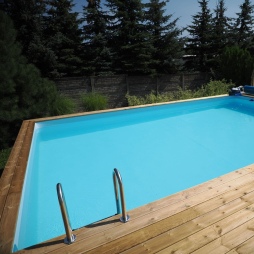 Piscina in legno AQUA 4.65 x 2.85 - H.1.24 m, azzurro chiaro, con supporti da cementare