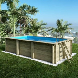 Piscina in legno AQUA 6.1 x 2.85 - H.1.31 m, azzurro chiaro, con supporti da cementare