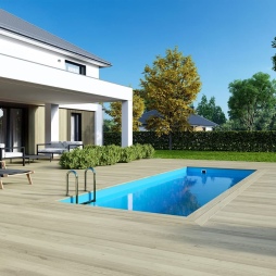 Piscina in legno AQUA 6.1 x 2.85 - H.1.31 m, azzurro chiaro, con supporti da cementare