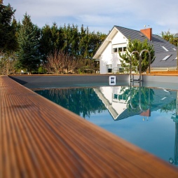 Piscina in legno AQUA 6.1 x 2.85 - H.1.31 m, azzurro chiaro, con supporti da cementare