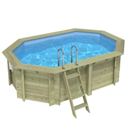 Piscina in legno NEMO 4.3 x 3 - H.1.18 m, azzurro chiaro, Su telaio - senza cementazione