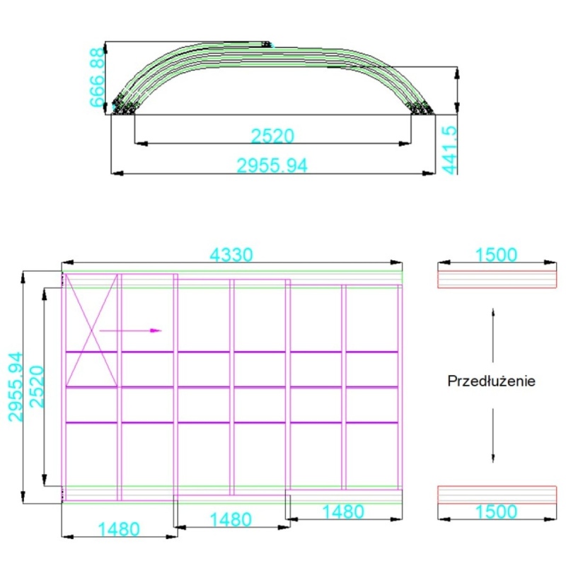 Copertura telescopica per piscina Horizon - 4.33x2.52 m - Policarbonato compatto da 3 mm - per la piscina BAS7302. BAS7303