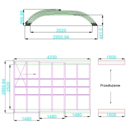 Copertura telescopica per piscina Horizon - 4.33x2.52 m - Policarbonato alveolare da 8 mm - per la piscina BAS7302. BAS7303