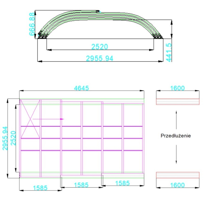 Copertura telescopica per piscina Horizon - 4.64x2.52 m - Policarbonato alveolare da 8 mm - per la piscina BAS7304
