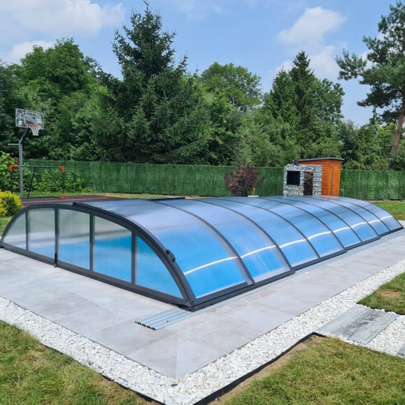 Copertura telescopica per piscina Horizon - 4.64x2.52 m - Policarbonato alveolare da 8 mm - per la piscina BAS7304