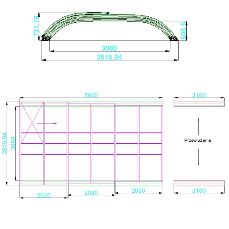 Copertura telescopica per piscina Horizon - 5.95x3.08 m - Policarbonato compatto da 3 mm - per la piscina BAS7305