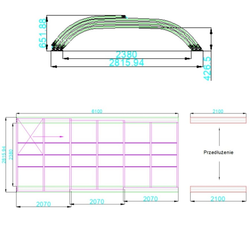 Copertura telescopica per piscina Horizon - 6.1x2.38 m - Policarbonato alveolare da 8 mm - per la piscina BAS7306
