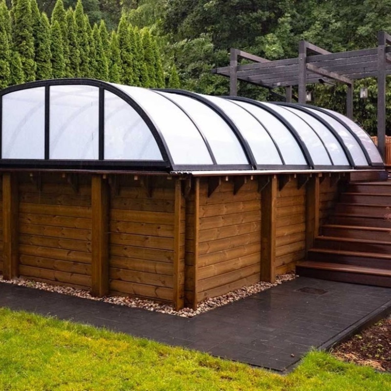 Copertura telescopica per piscina Horizon - 6.1x2.38 m - Policarbonato alveolare da 8 mm - per la piscina BAS7306