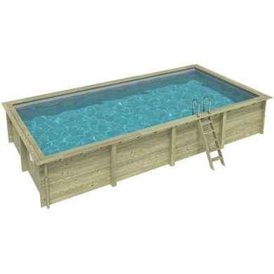Piscina in legno AQUA 8.5 x 4.35 - H.1.45 m, grigio, con supporti da cementare