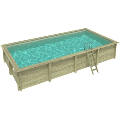Piscina in legno AQUA 8.5 x 4.35 - H.1.45 m, sabbia, Su telaio - senza cementazione