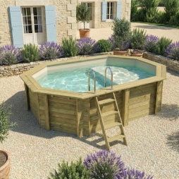 Piscina in legno NEMO 4.3 x 3 – H.1.18 m con spiaggia, sabbia, con supporti da cementare