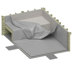 Piscina in legno NEMO 4.3 x 3 – H.1.18 m con spiaggia, grigio, con supporti da cementare