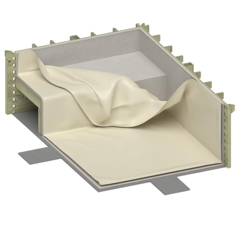 Piscina in legno NEMO 4.3 x 3 – H.1.18 m con spiaggia, sabbia, con supporti fissati al calcestruzzo