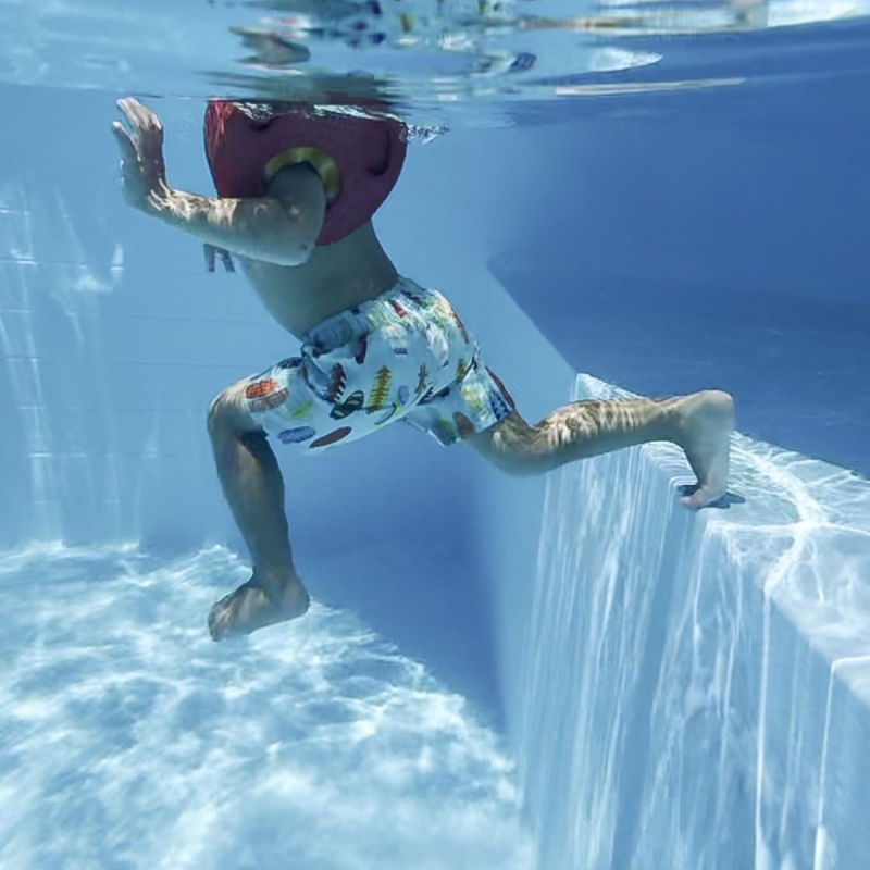 Piscina in legno NEMO 4.3 x 3 – H.1.18 m con spiaggia, azzurro chiaro, Su telaio - senza cementazione