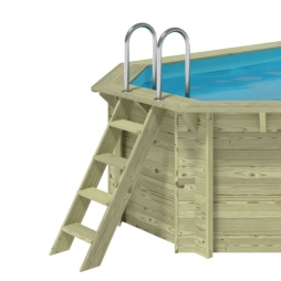Piscina in legno NEMO 4.3 x 3 – H.1.31 m con spiaggia, azzurro chiaro, con supporti da cementare