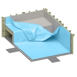 Piscina in legno NEMO 4.3 x 3 – H.1.31 m con spiaggia, azzurro chiaro, con supporti da cementare