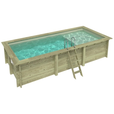 Piscina in legno AQUA 6.1 x 2.85 – H.1.31 m con spiaggia, sabbia, con supporti da cementare