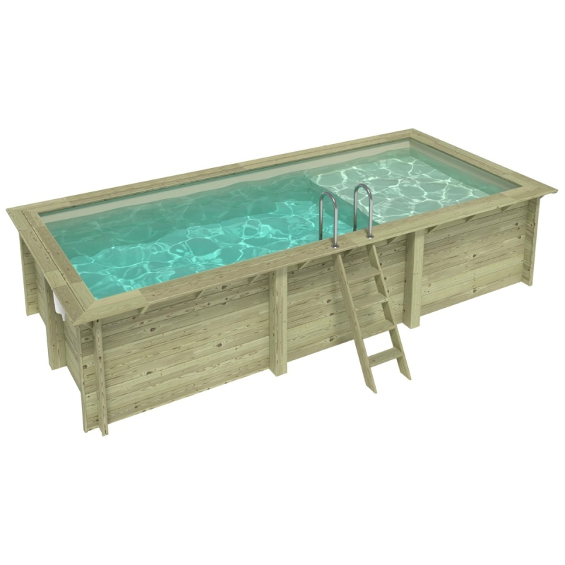 Piscina in legno AQUA 6.1 x 2.85 – H.1.31 m con spiaggia, sabbia, con supporti da cementare