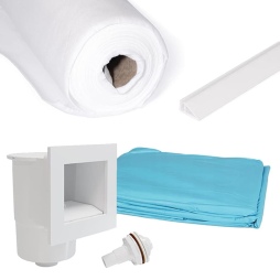 Piscina in legno AQUA 6.1 x 2.85 – H.1.31 m con spiaggia, sabbia, con supporti fissati al calcestruzzo
