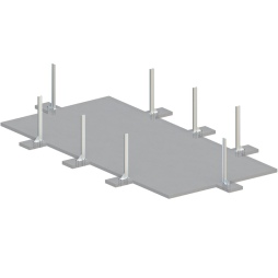 Piscina in legno AQUA 8.5 x 4.35 – H.1.45 m con spiaggia, azzurro chiaro, con supporti fissati al calcestruzzo