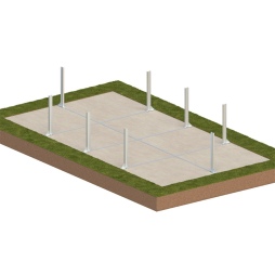 Piscina in legno AQUA 8.5 x 4.35 – H.1.45 m con spiaggia, grigio, Su telaio - senza cementazione