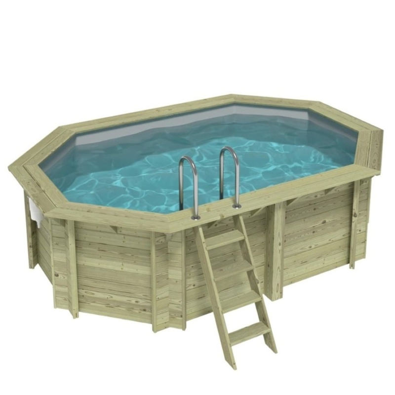 Piscina in legno NEMO 4.3 x 3 - H.1.18 m, grigio, con supporti da cementare