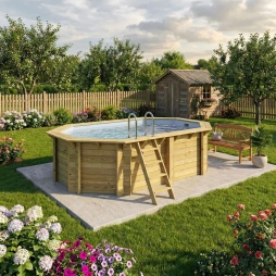 Piscina in legno NEMO 4.3 x 3 - H.1.18 m, grigio, Su telaio - senza cementazione