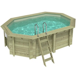 Piscina in legno NEMO 4.3 x 3 - H.1.18 m, sabbia, Su telaio - senza cementazione